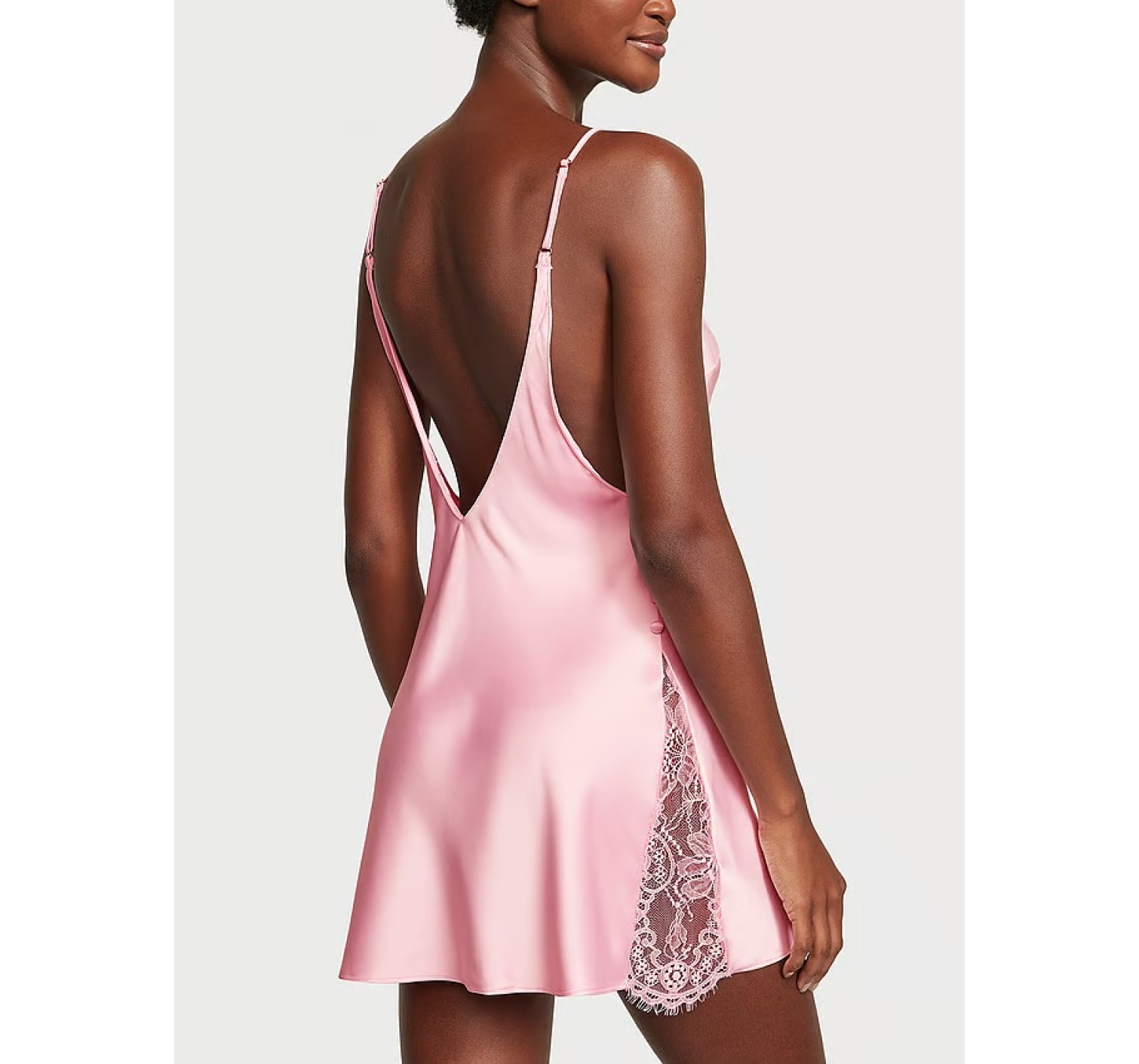 Пеньюар Satin Plunge Lace Slip Angel Pink❤️ 