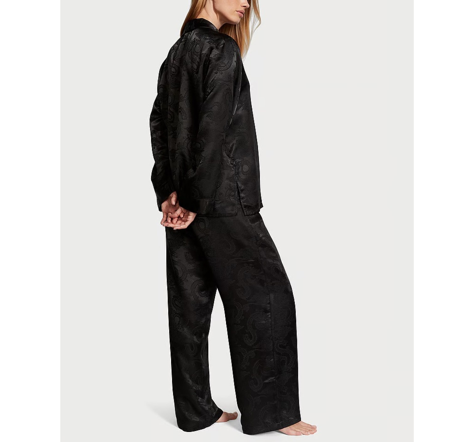 Піжама Satin Long Pajama Set Black Dragon