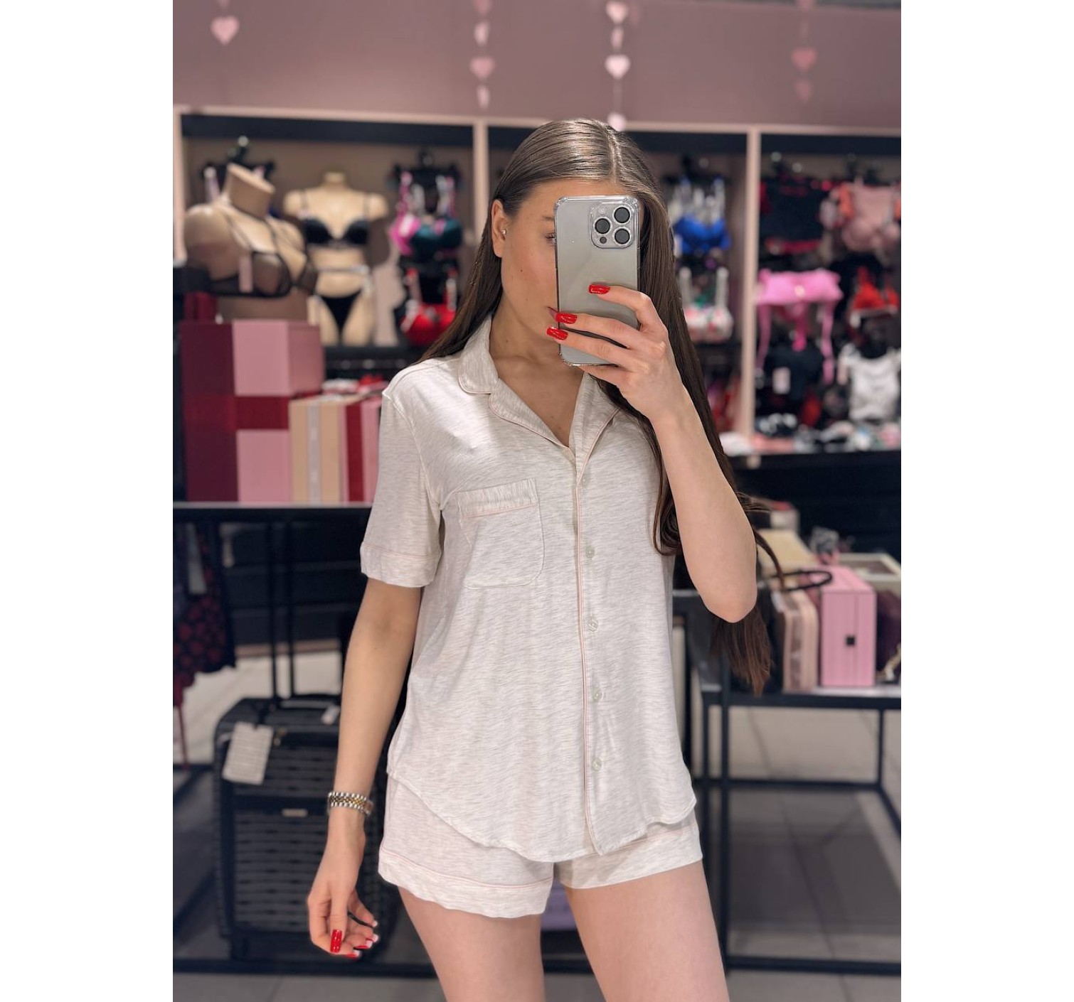 Пижама Modal Short Pajama Set white Grey