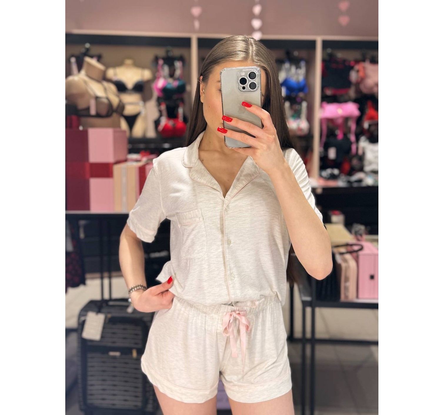 Пижама Modal Short Pajama Set white Grey