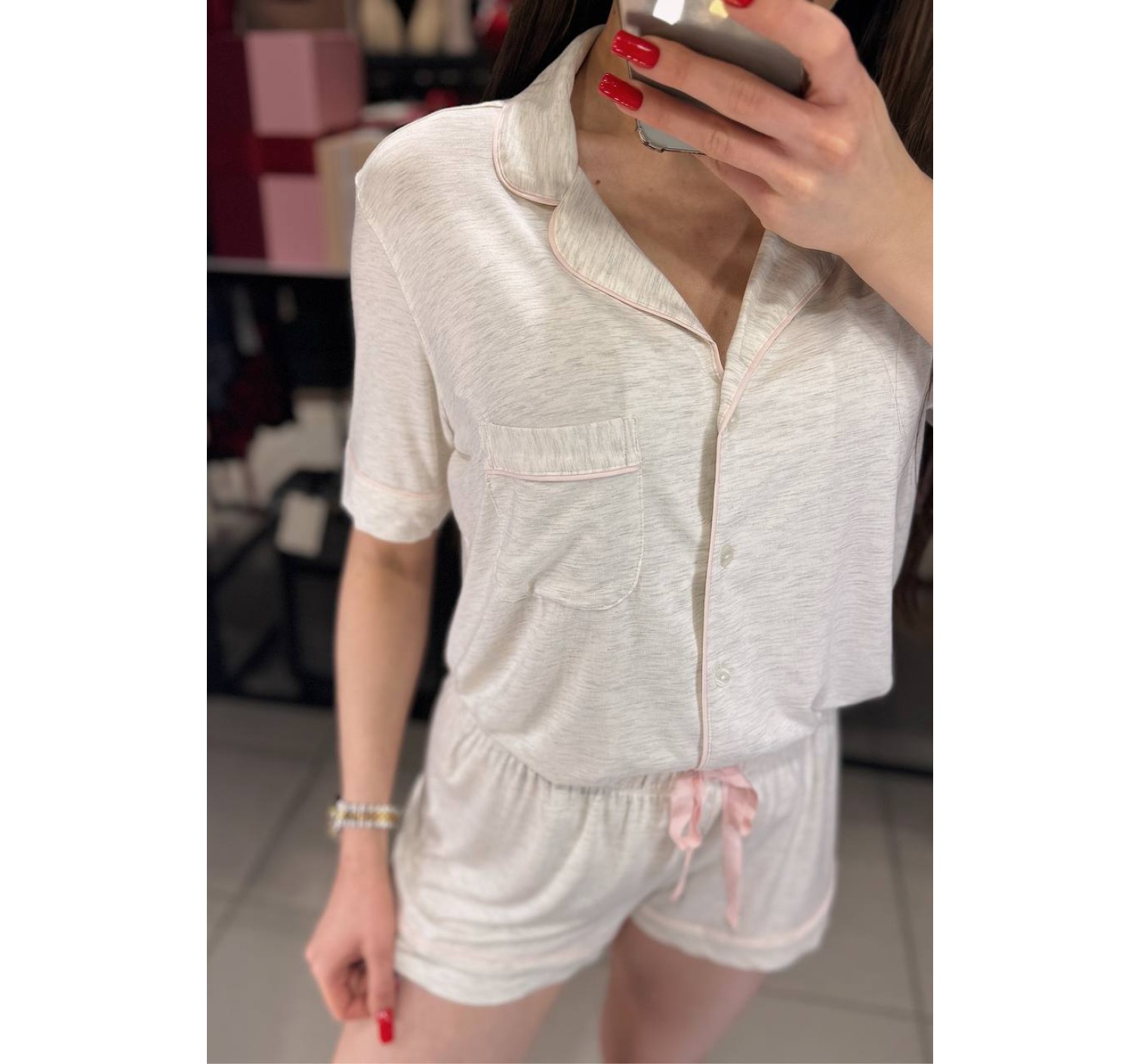 Пижама Modal Short Pajama Set white Grey