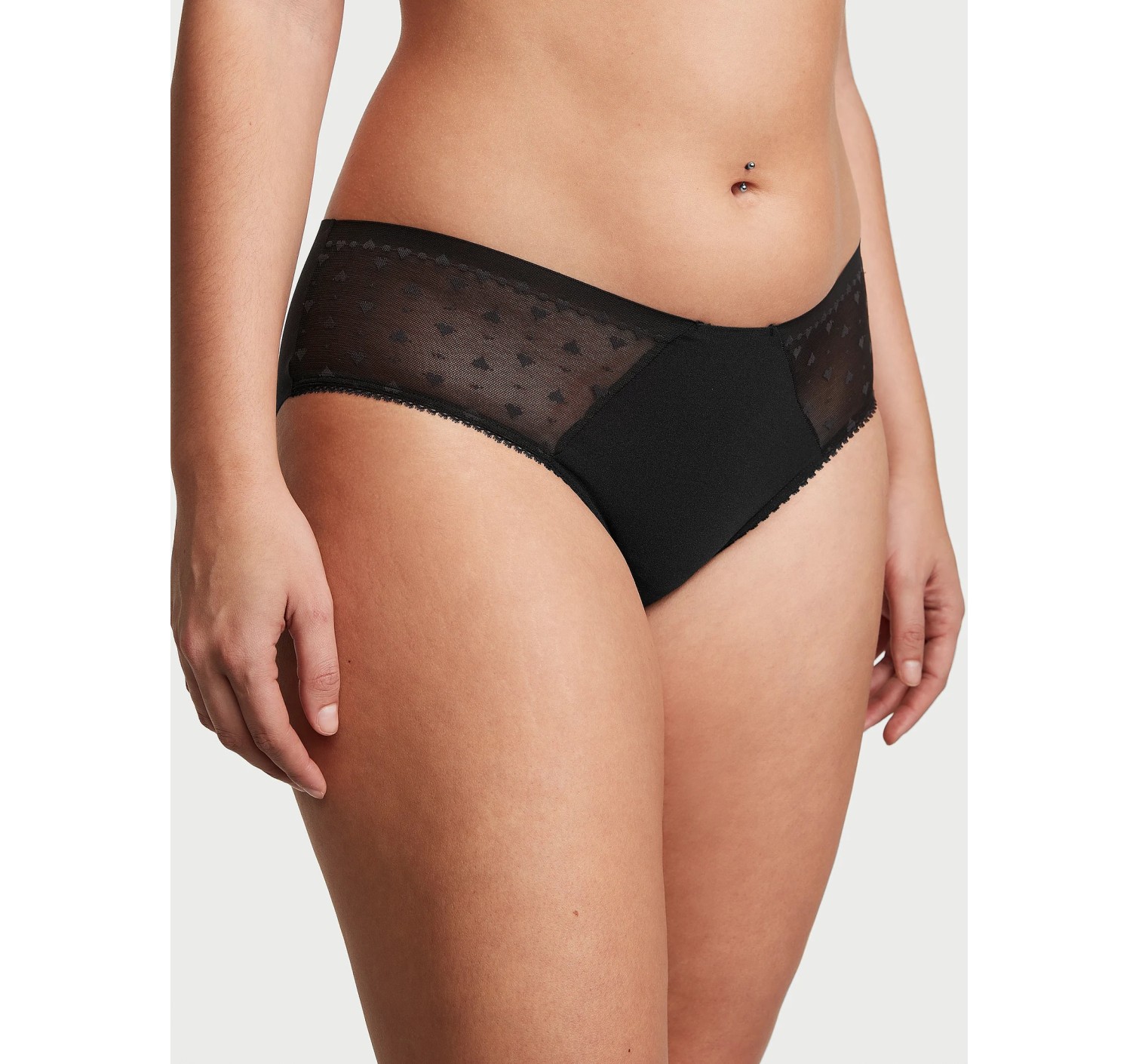 Трусики Lace-Trim No-Show Hiphugger Panty Black
