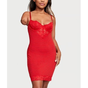 Пеньюар Modal & Lace Cupped Mini Slip Dress Lipstick Pin Dots