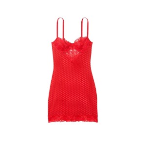 Пеньюар Modal & Lace Cupped Mini Slip Dress Lipstick Pin Dots