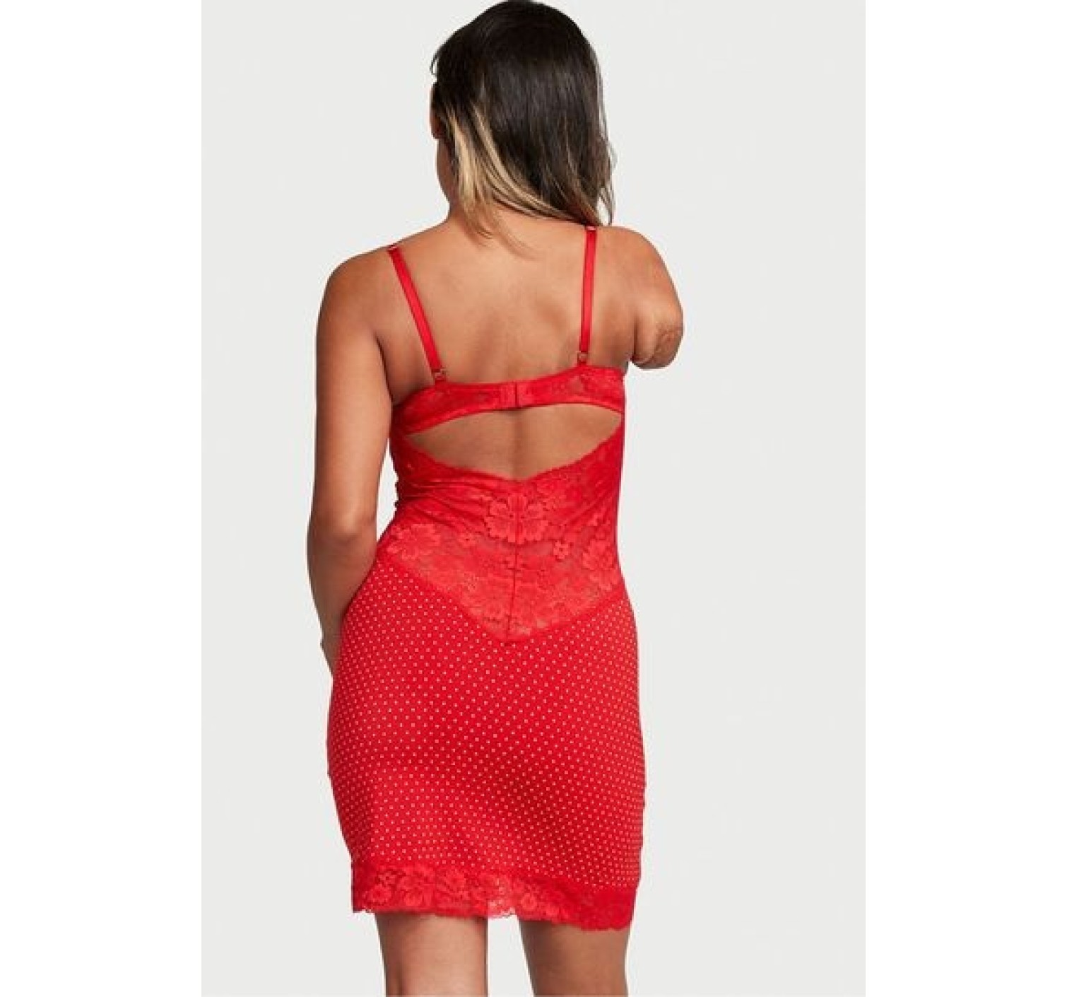 Пеньюар Modal & Lace Cupped Mini Slip Dress Lipstick Pin Dots