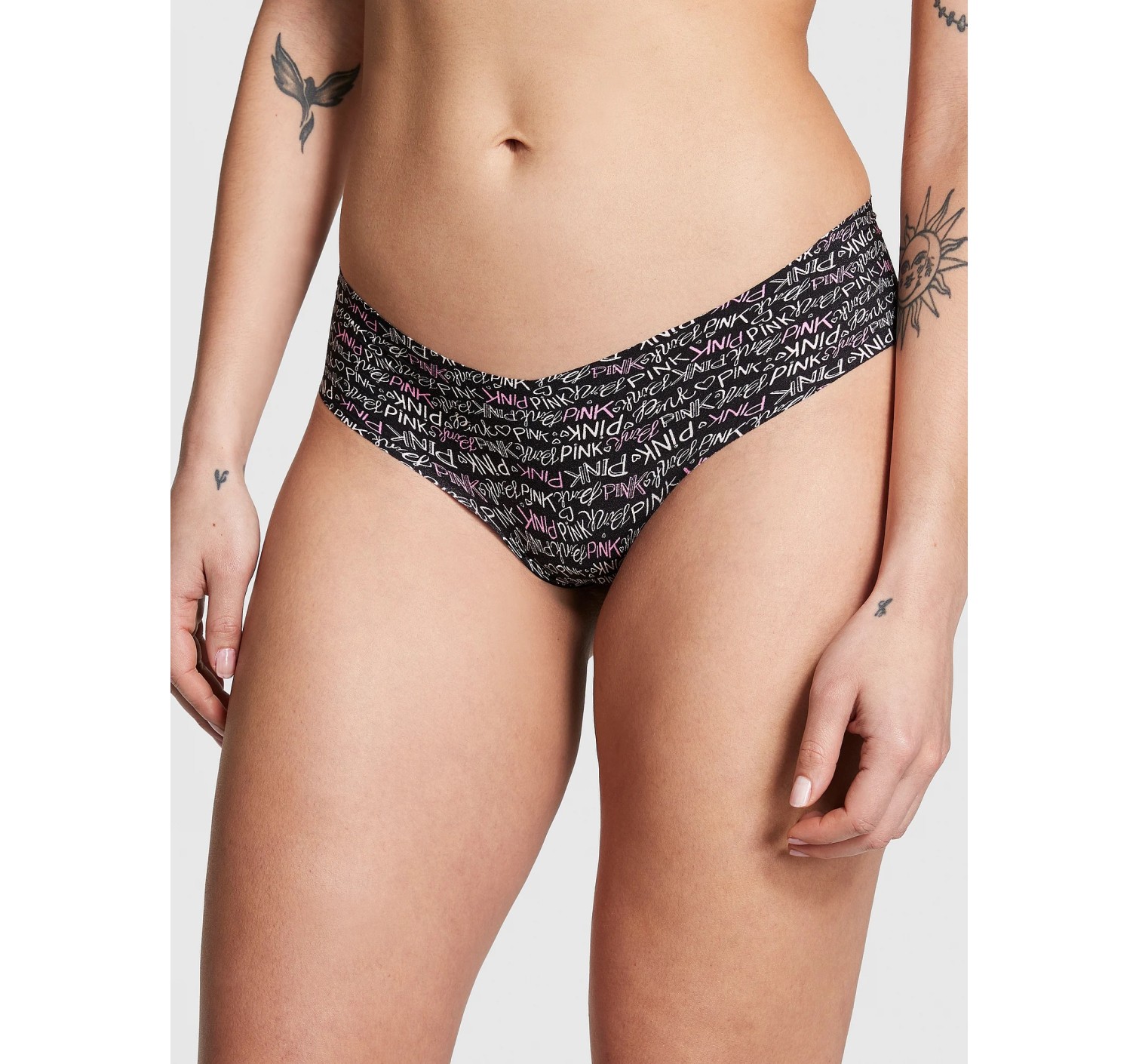Трусики No Show Cheeky Black Font Print