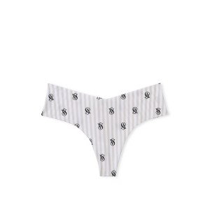Трусики No Show Thong Panty Grey Stripe Logo