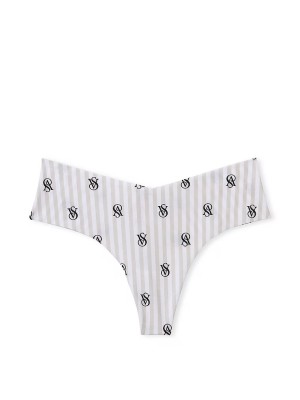 Трусики No Show Thong Panty Grey Stripe Logo
