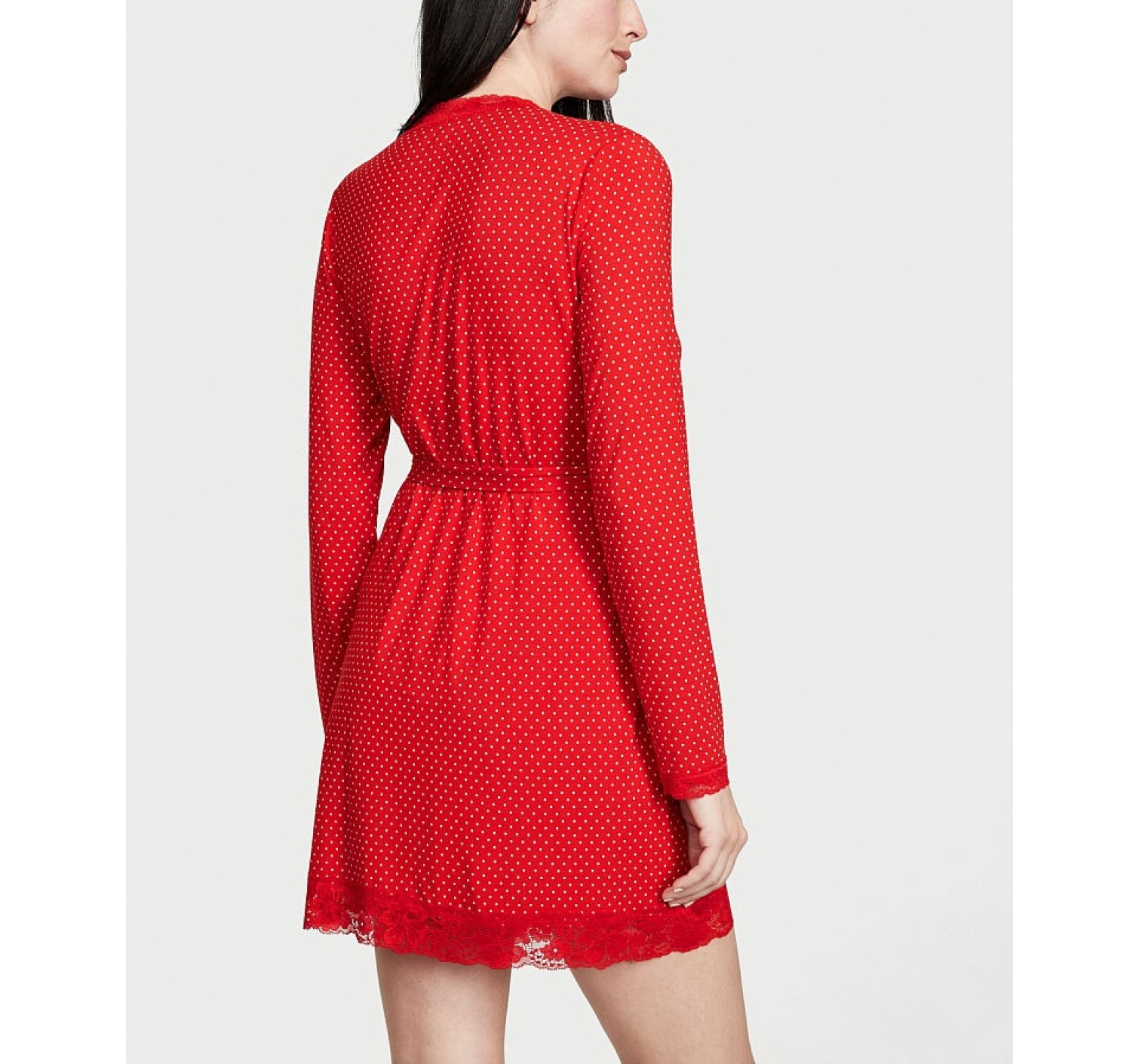 Халат Modal Lace-Trim Robe Lipstick Pin Dots
