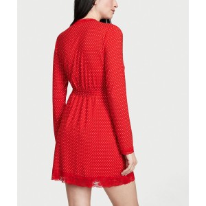 Халат Modal Lace-Trim Robe Lipstick Pin Dots