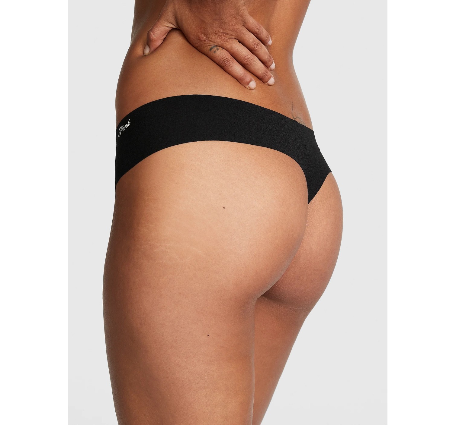 Трусики PINK No Show High-Leg Thong Panty Black