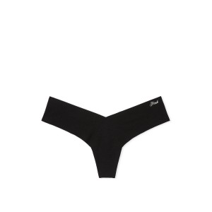 Трусики PINK No Show High-Leg Thong Panty Black