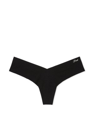 Трусики PINK No Show High-Leg Thong Panty Black