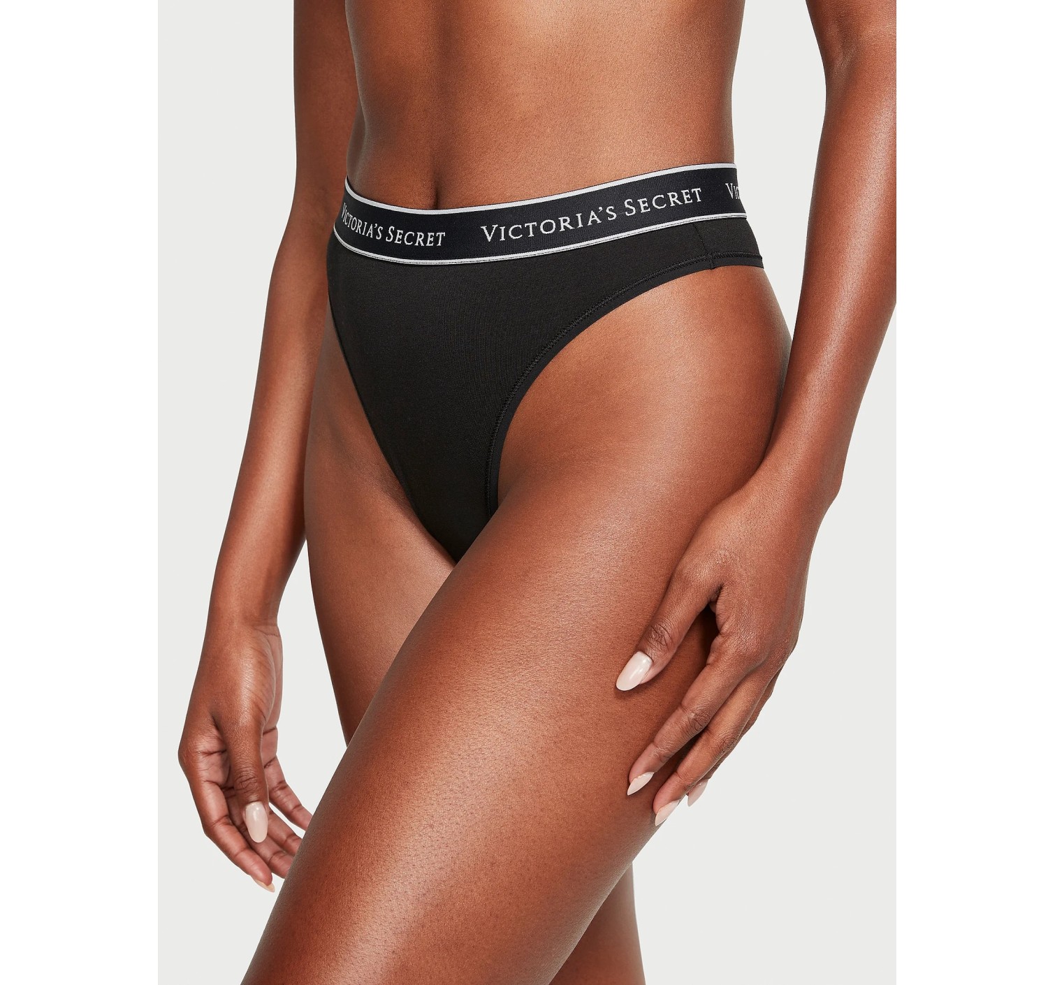Трусики Logo Cotton High-Waist Thong Panty Black