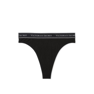 Трусики Logo Cotton High-Waist Thong Panty Black