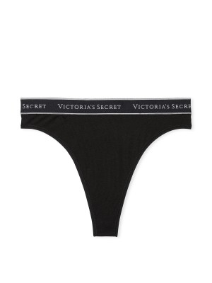Трусики Logo Cotton High-Waist Thong Panty Black