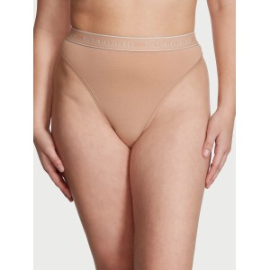 Трусики Logo Cotton High-Waist Thong Panty Praline