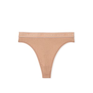 Трусики Logo Cotton High-Waist Thong Panty Praline
