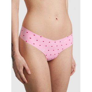 Трусики No Show Thong Pink Script Heart Print