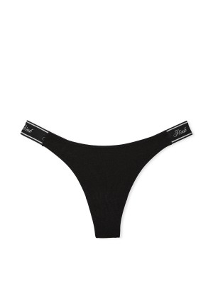 Трусики Logo Cotton High-Leg Thong Panty Black PINK