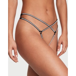 Трусики Crotchless Shine Strappy Thong Panty Black
