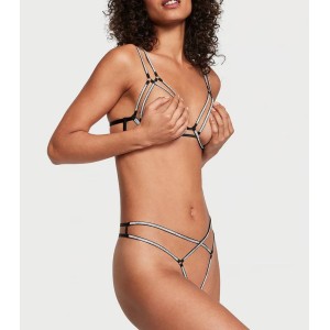Трусики Crotchless Shine Strappy Thong Panty Black