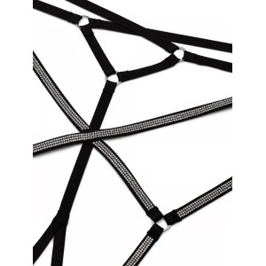 Трусики Crotchless Shine Strappy Thong Panty Black
