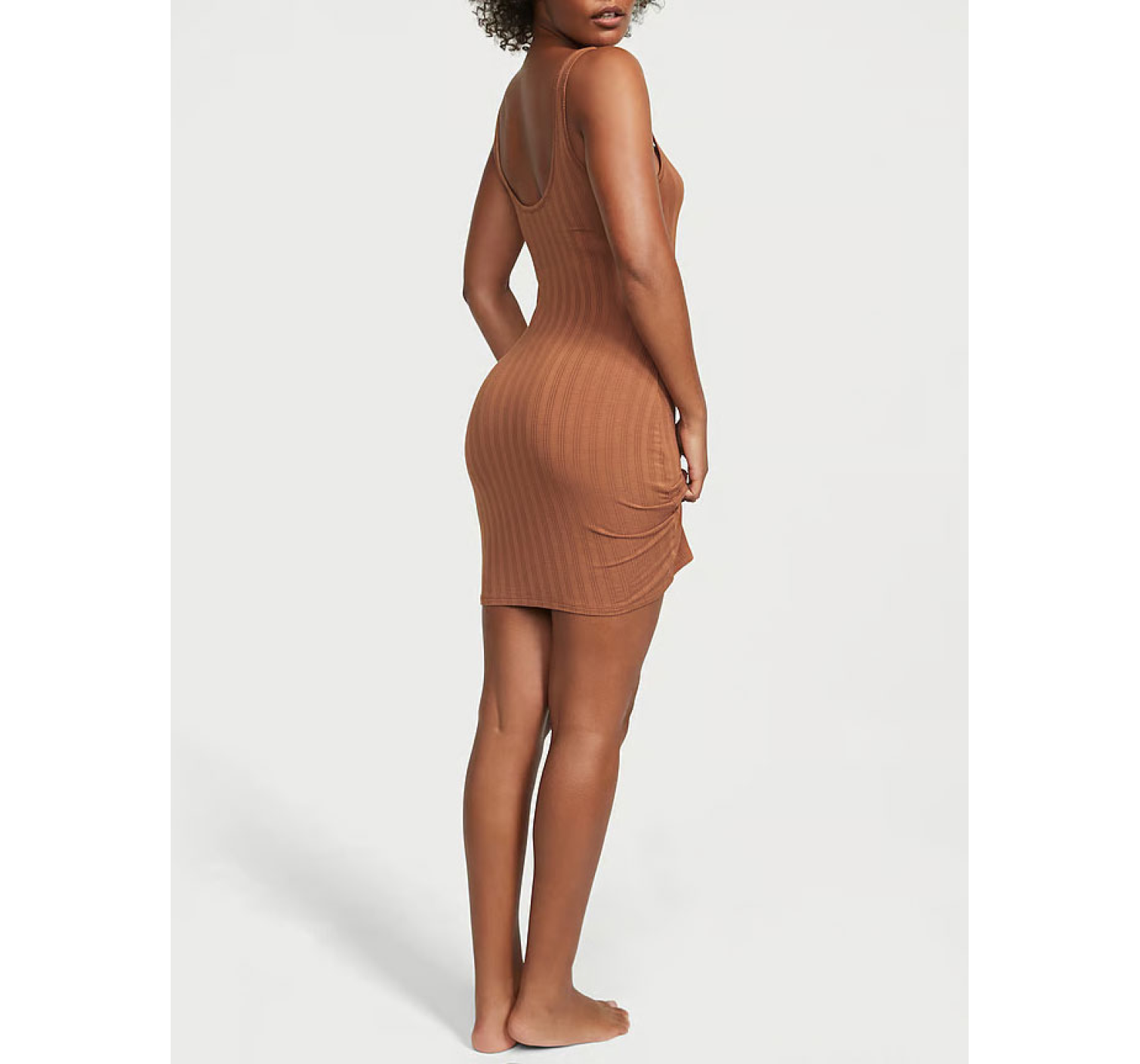 Сукня-пеньюар Luxe Modal Ribbed Slip Caramel