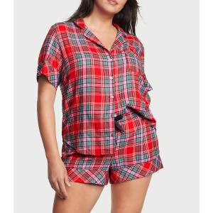Піжама Flannel Short Pajama Set Lipstick Beauty Plaid