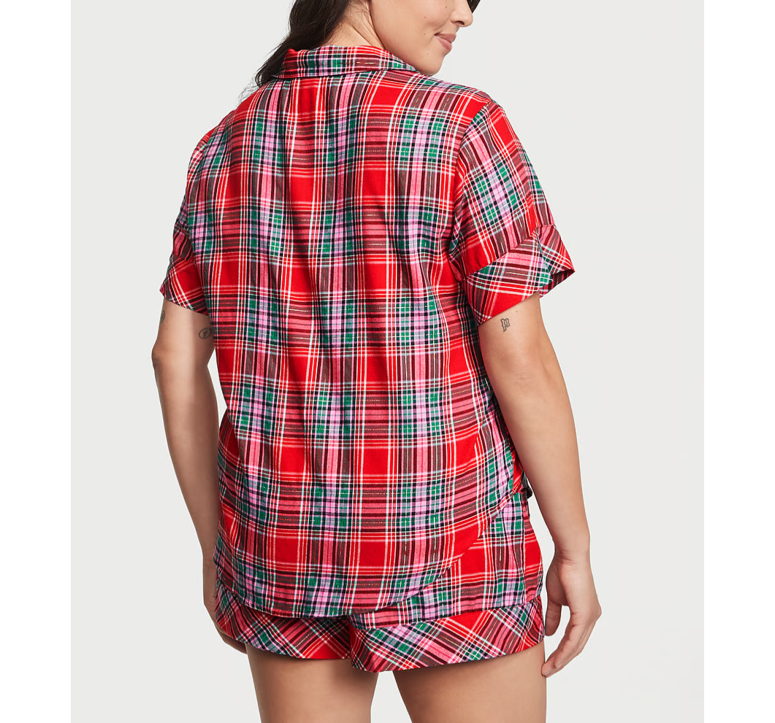 Піжама Flannel Short Pajama Set Lipstick Beauty Plaid