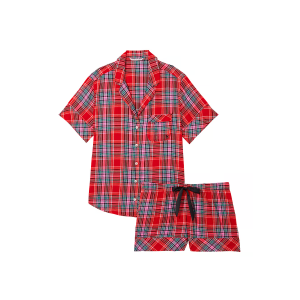 Піжама Flannel Short Pajama Set Lipstick Beauty Plaid
