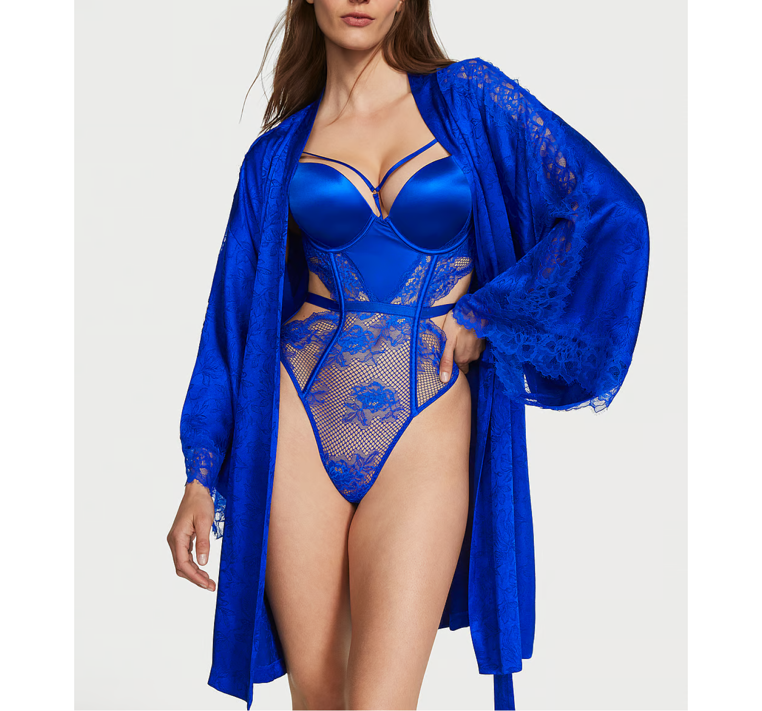Боди Bombshell Fishnet Floral Teddy Blue Oar