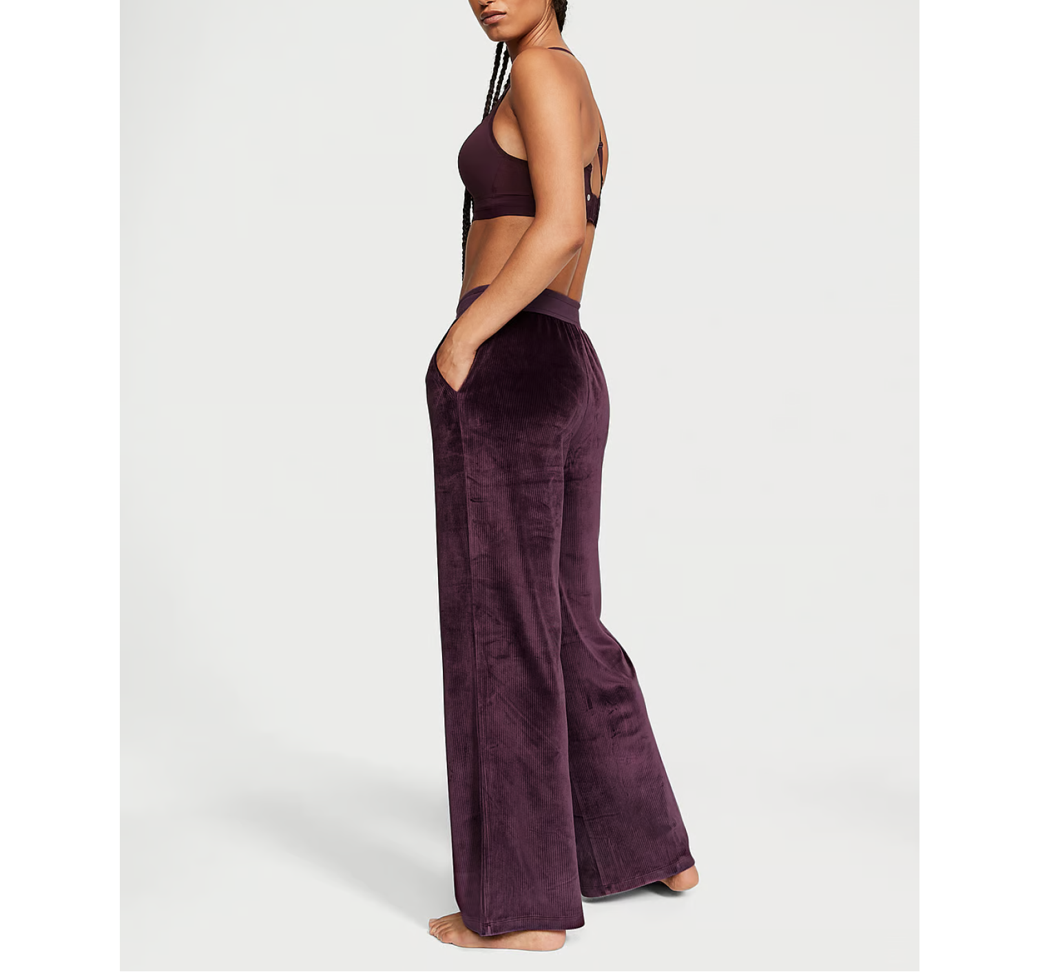 Велюровый костюм Velour Ribbed High-Rise Wide Leg 