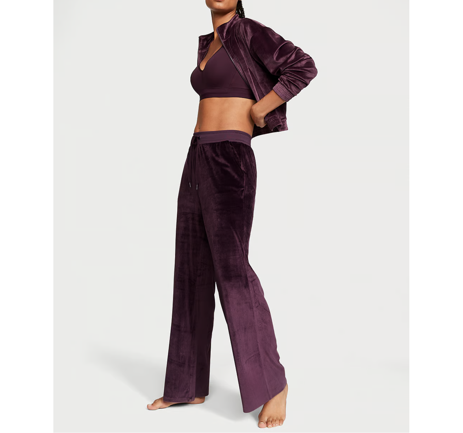 Велюровый костюм Velour Ribbed High-Rise Wide Leg 