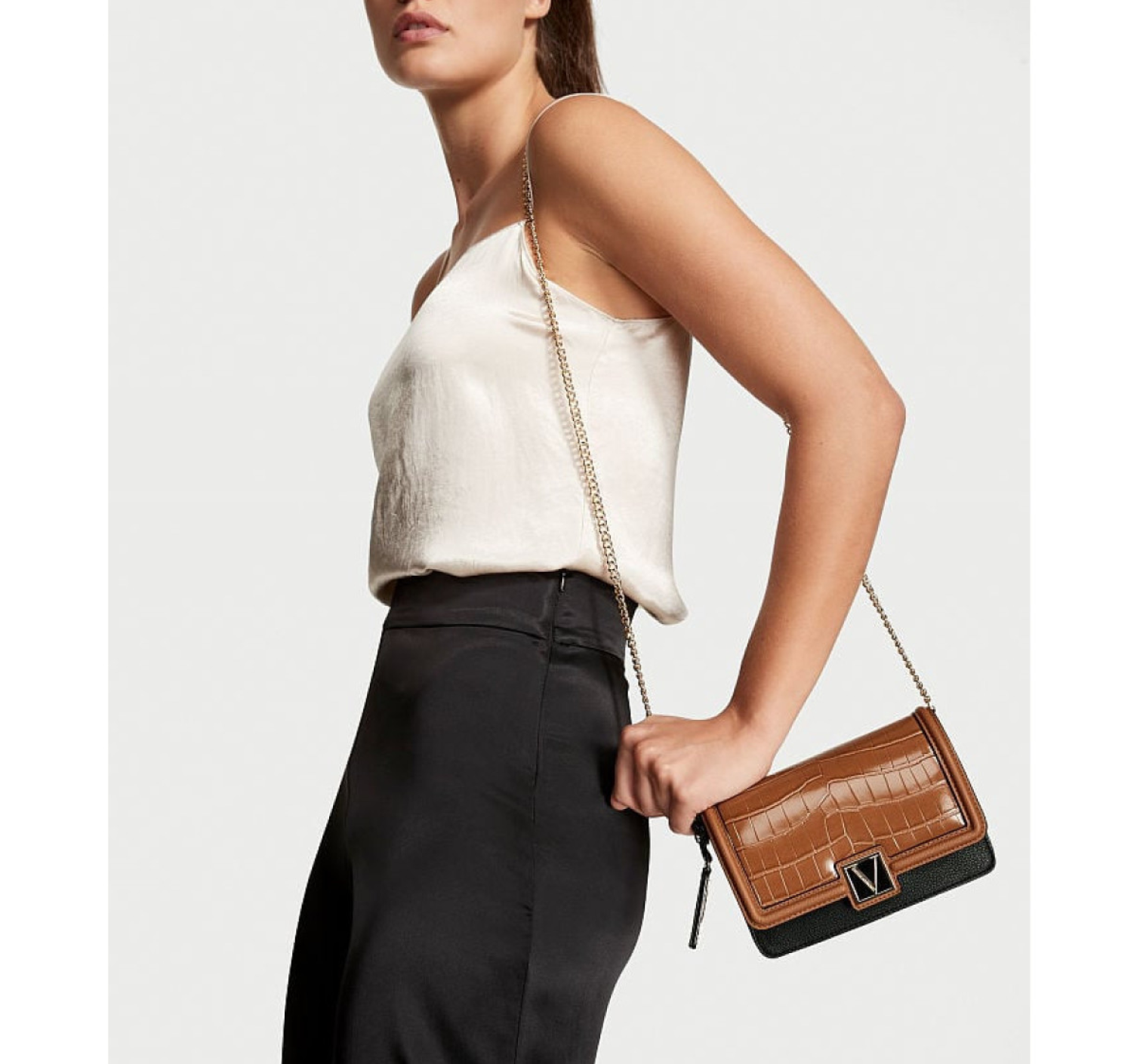 Крос-боді Black & Brown Croc Cross-body