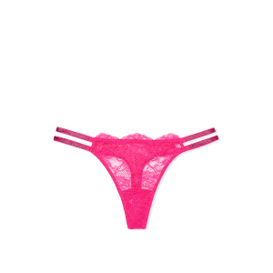 Трусики Double Shine Strap Lace Thong Panty Forever Pink