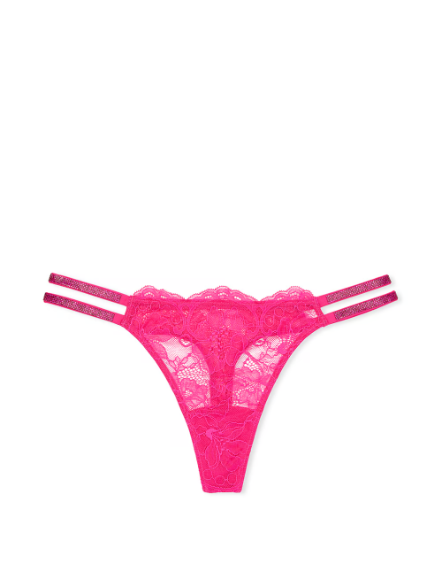 Трусики Double Shine Strap Lace Thong Panty Forever Pink