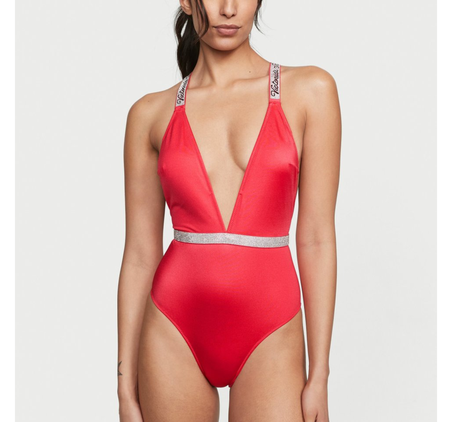 Купальник монокини Shine Strap Plunge One-Piece Swimsuit Wild Strawberry
