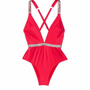 Купальник монокини Shine Strap Plunge One-Piece Swimsuit Wild Strawberry