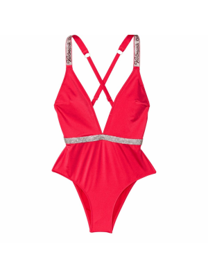 Купальник монокини Shine Strap Plunge One-Piece Swimsuit Wild Strawberry