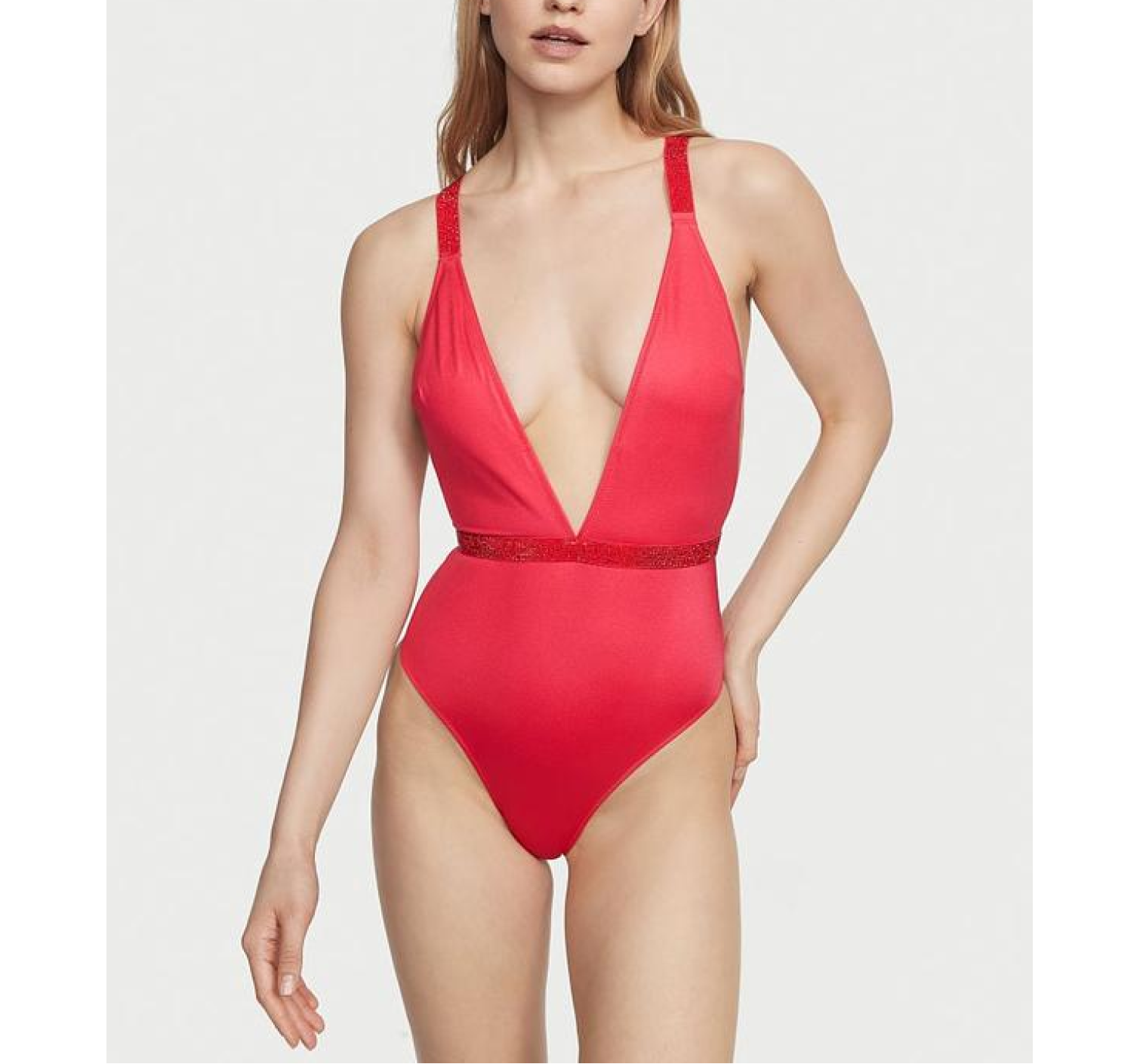 Купальник монокини Shine Strap Plunge One-Piece Swimsuit