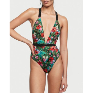 Купальник монокини Shine Strap Plunge One-Piece Swimsuit Floral
