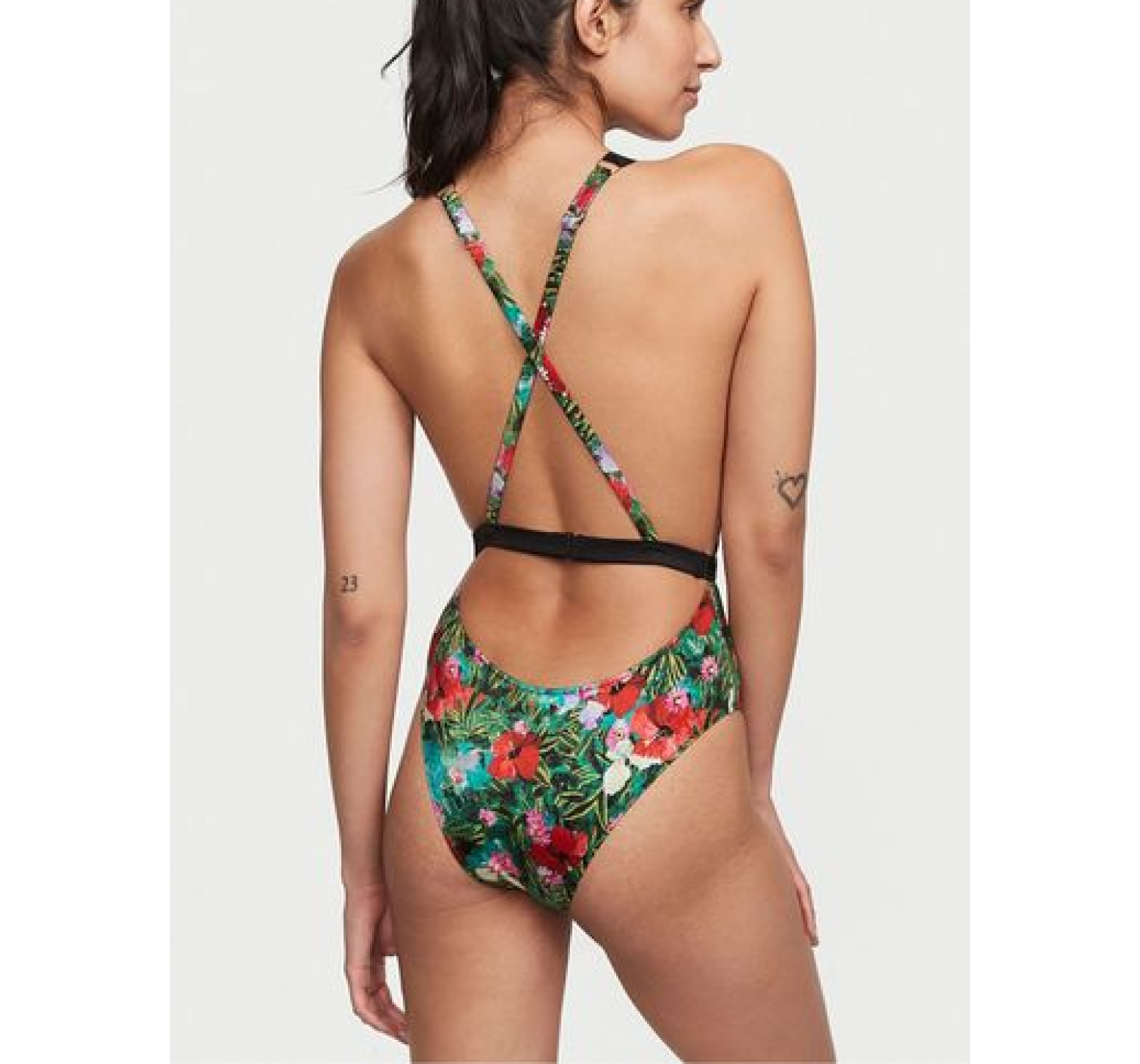Купальник монокини Shine Strap Plunge One-Piece Swimsuit Floral
