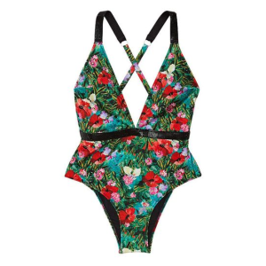 Купальник монокини Shine Strap Plunge One-Piece Swimsuit Floral