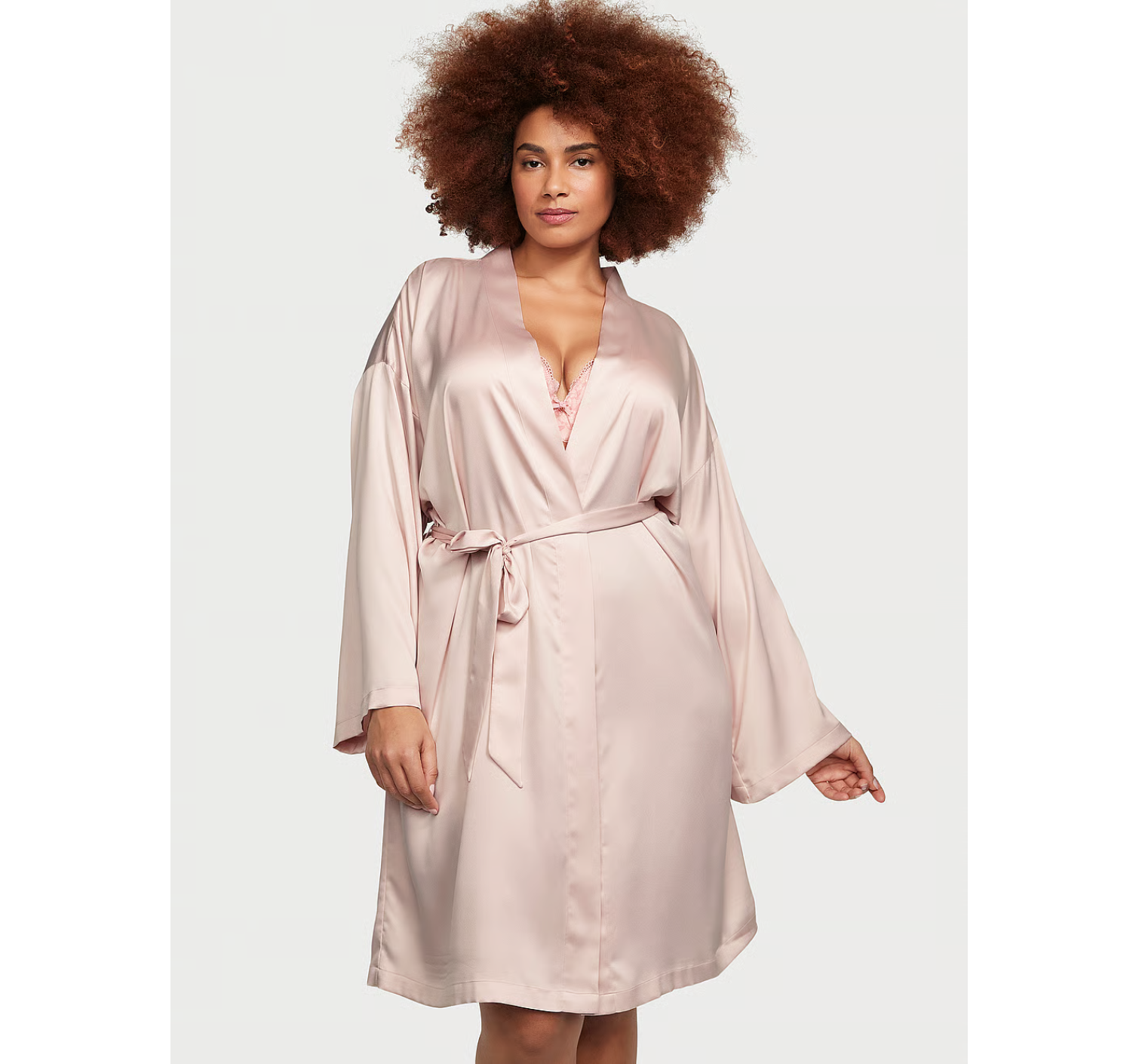 Сатиновий халат Satin Midi Robe Pink Fizz