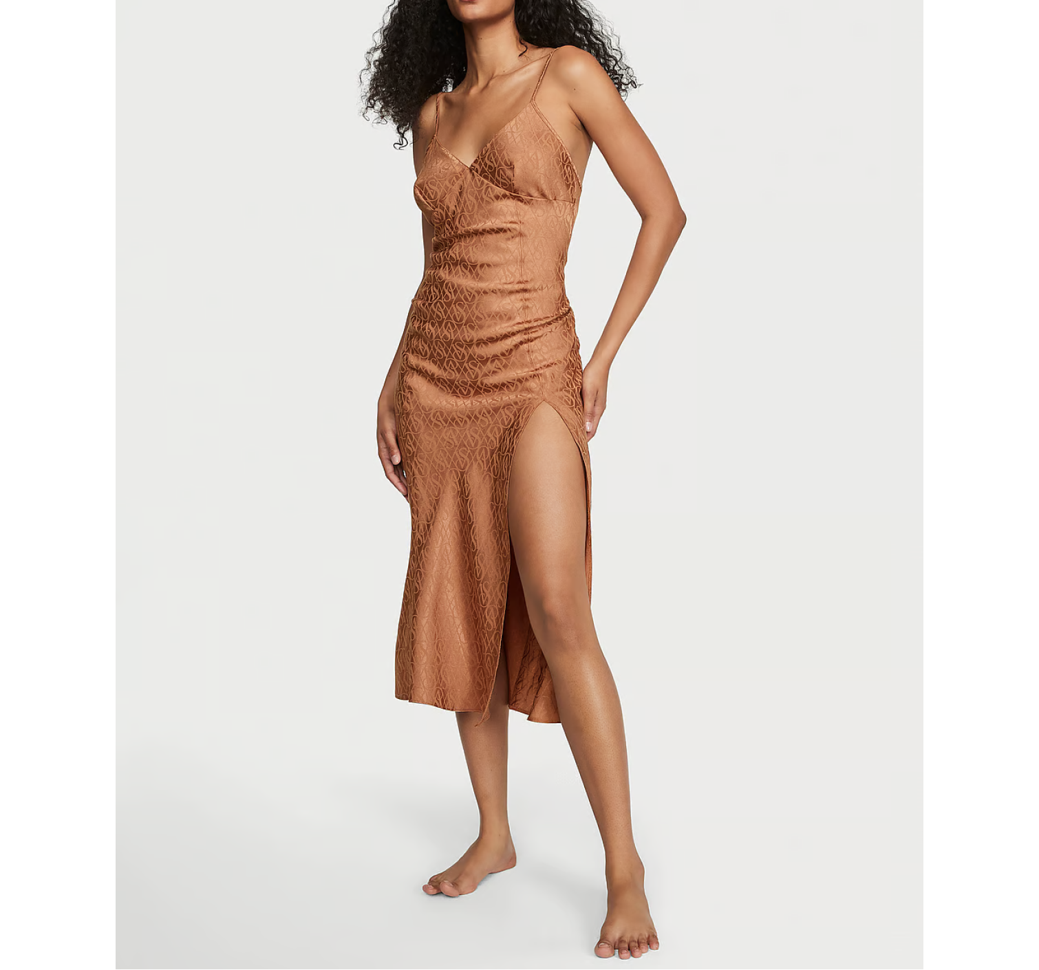 Пеньюар Icon Satin Midi Slip Honey Glow