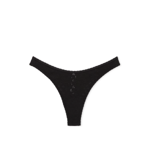 Трусики Cotton High-Leg Thong Panty Pure Black