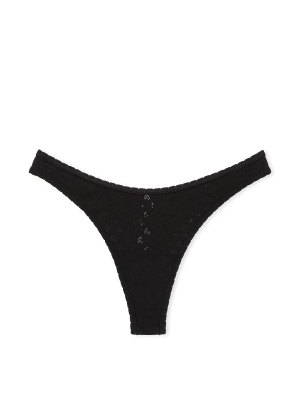 Трусики Cotton High-Leg Thong Panty Pure Black