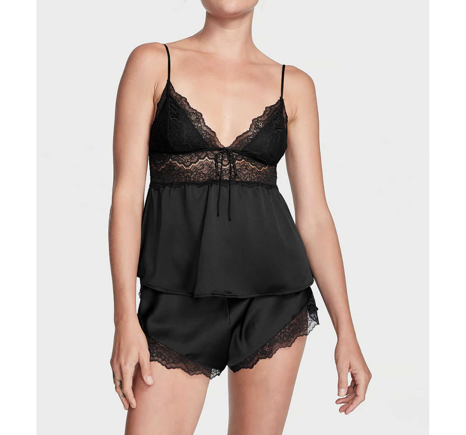 Пижама Stretch Lace & Satin Cami Set Black