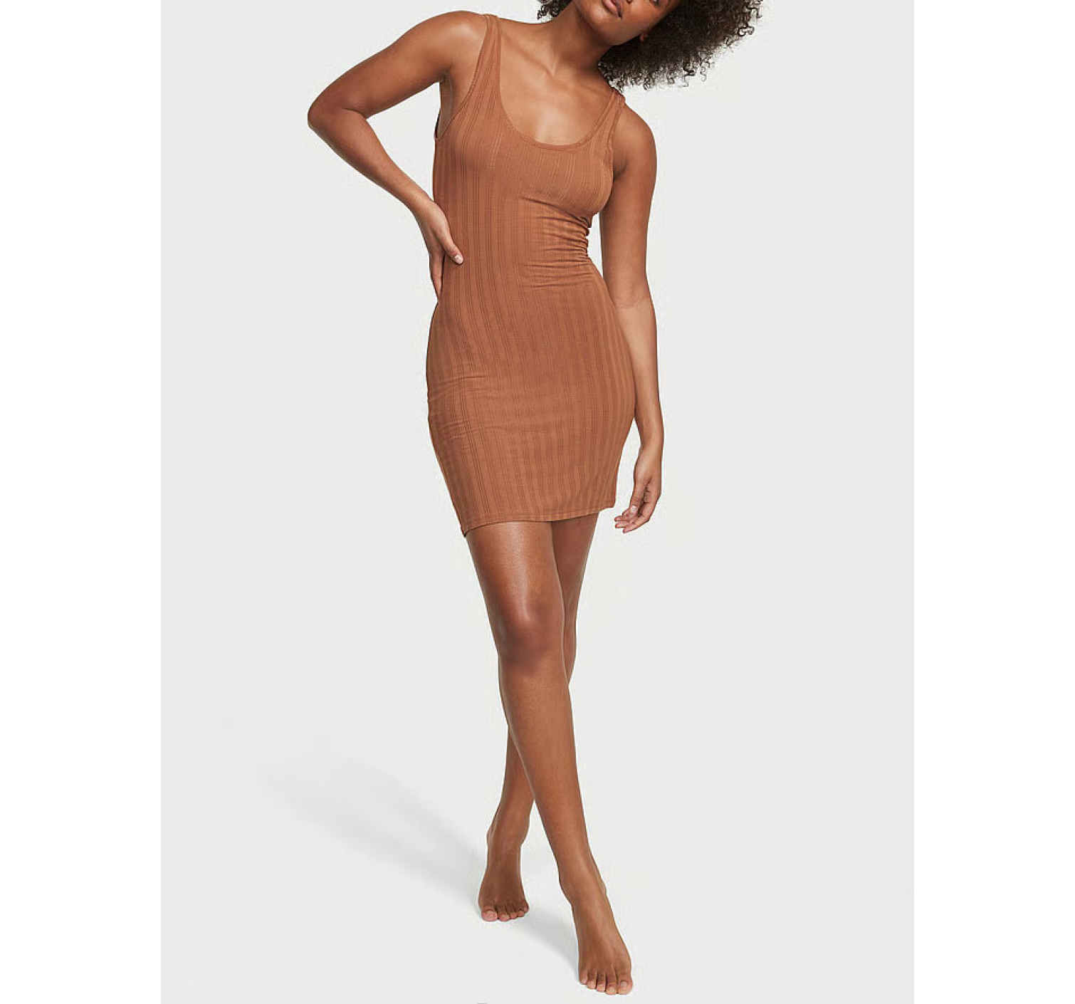 Сукня-пеньюар Luxe Modal Ribbed Slip Caramel